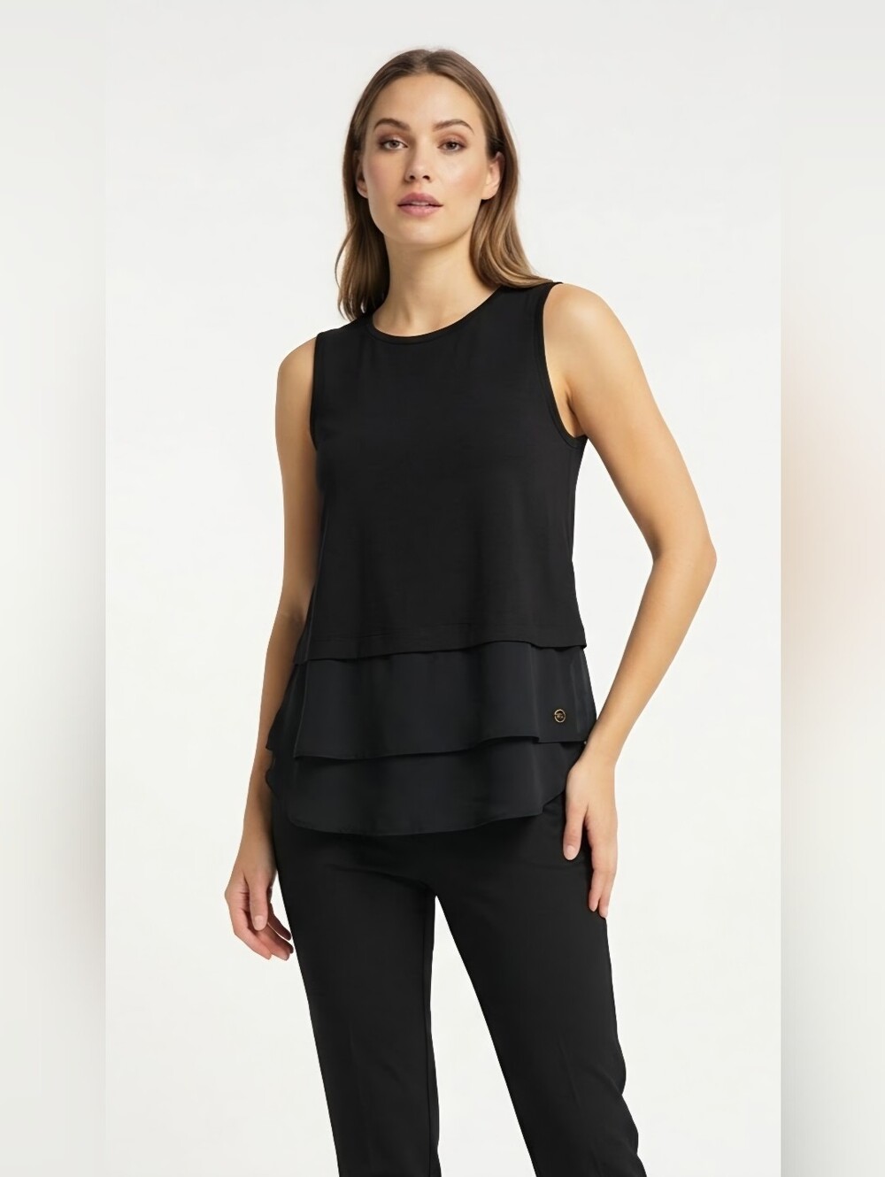 MICHAEL Michael Kors Black Layered Ruffle Sleeveless Tank Size M